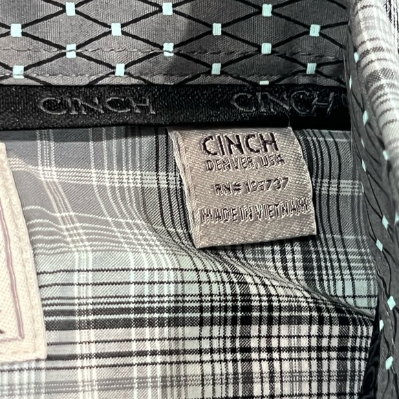 CINCH Men’s Medium Longe Sleeve Logo Plaid Cowboy Western Pattern Cuff RG - Picture 10 of 11